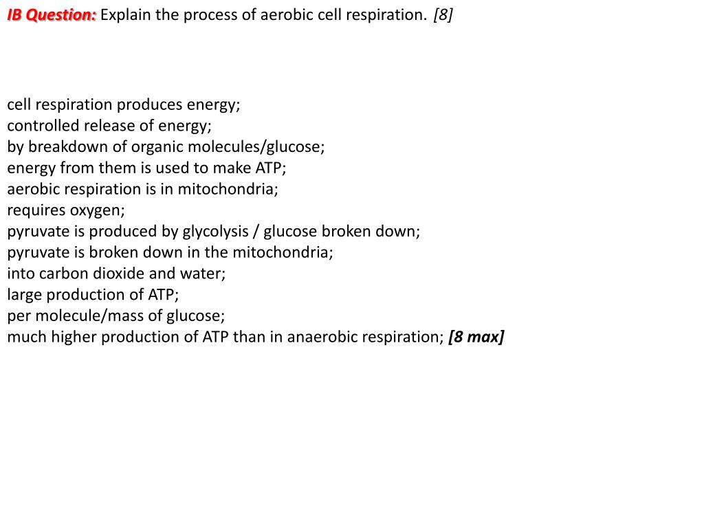 PPT 3.7Cell Respiration Aerobic cell respiration glucose + oxygen