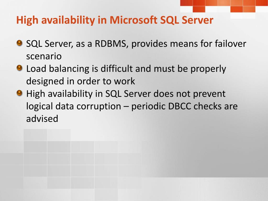 PPT Overview of high availability in Microsoft SQL Server PowerPoint