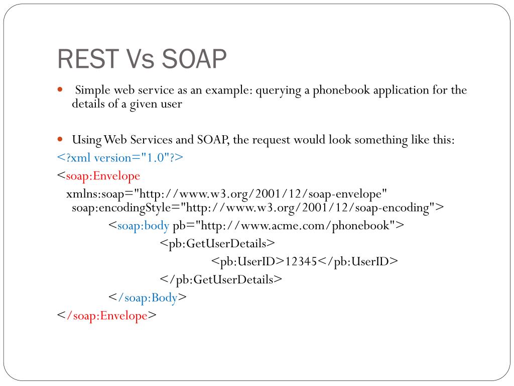 PPT REST Vs. SOAP PowerPoint Presentation, free download ID2948459