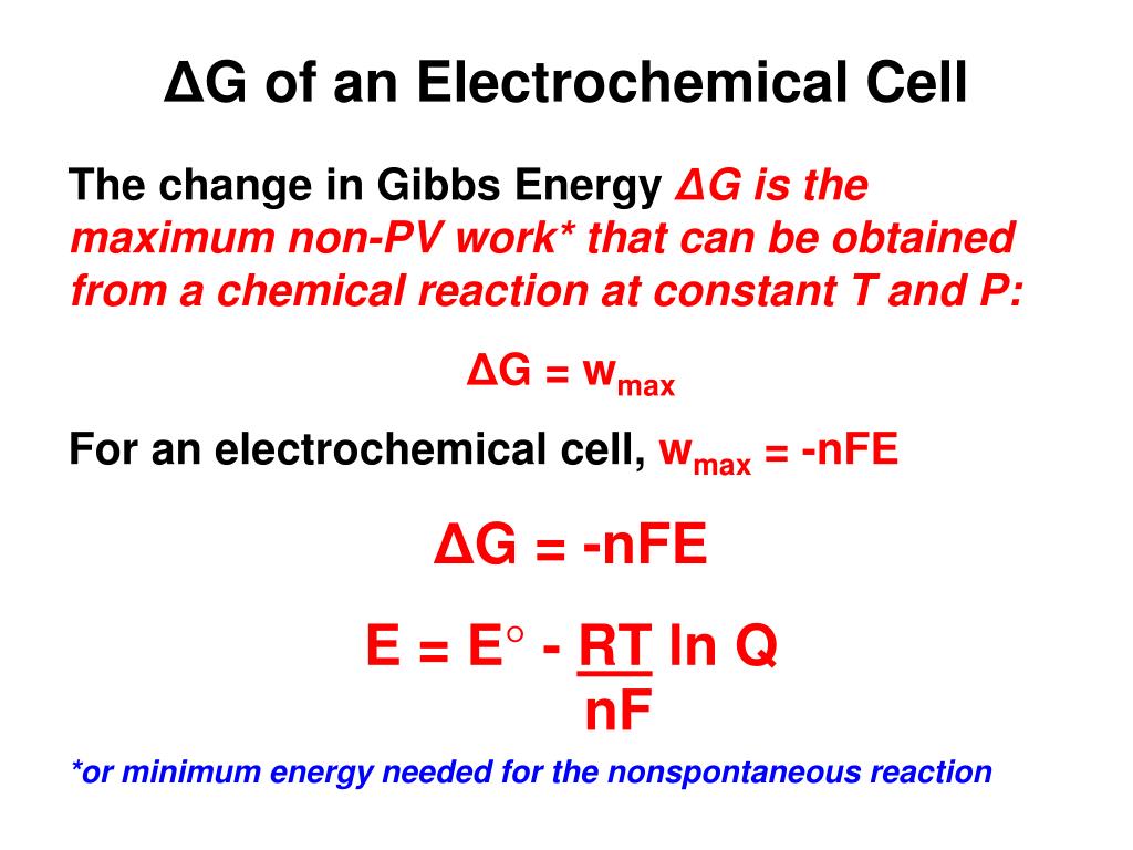 PPT Δ G of an Electrochemical Cell PowerPoint Presentation, free