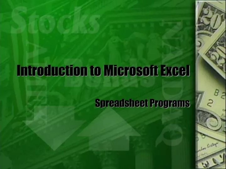PPT Introduction to Microsoft Excel PowerPoint Presentation, free