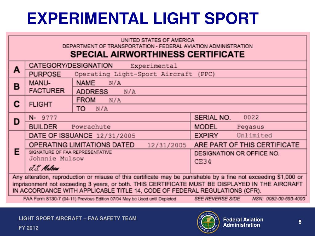 PPT Light Sport Aircraft PowerPoint Presentation, free download ID2958698
