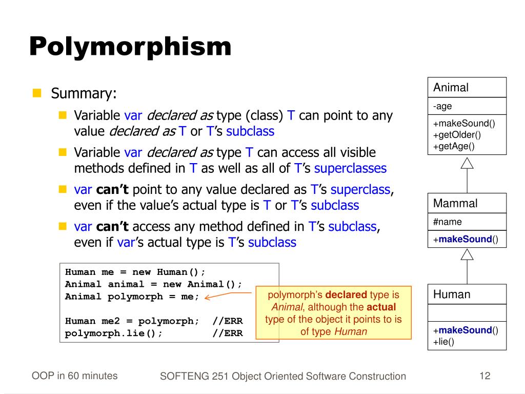 PPT Inheritance, polymorphism & typing rules in Java revision