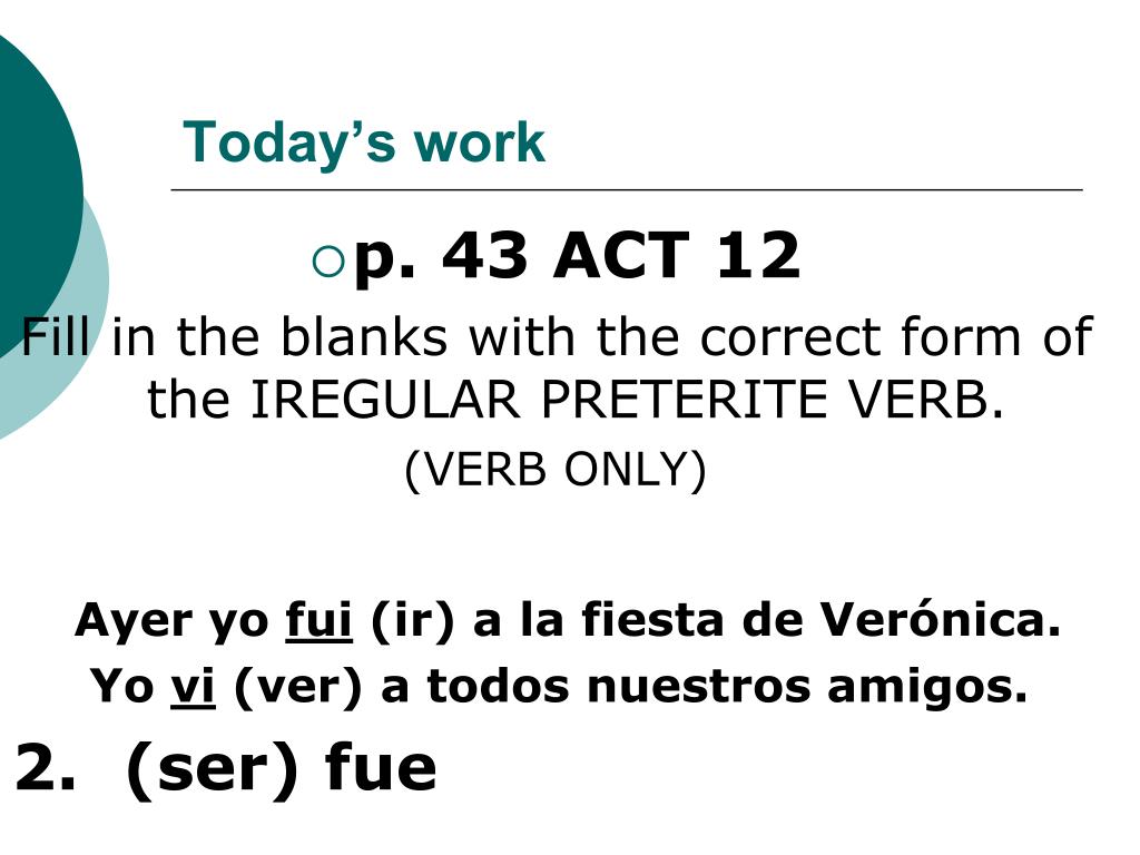 PPT Irregular Preterite Verbs PowerPoint Presentation, free download