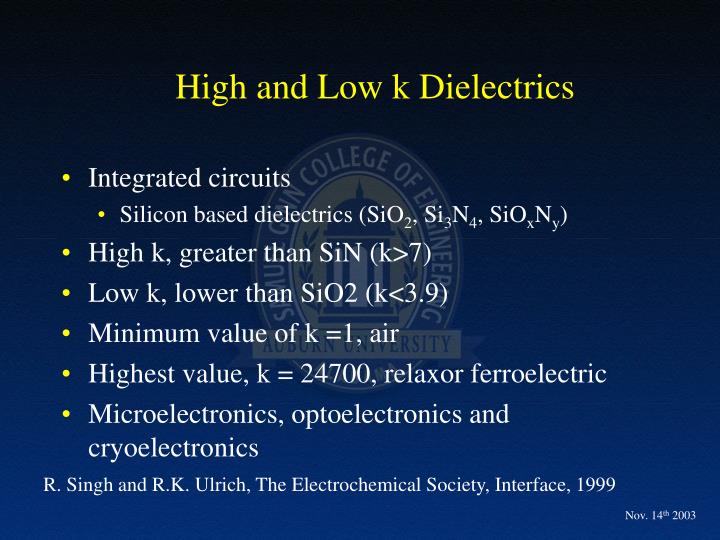 PPT Processing of High k Dielectric Materials PowerPoint Presentation