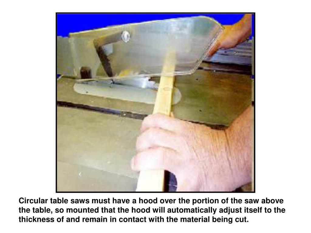 PPT With the handfed table saws, the operator adjusts the height and angle of the blade