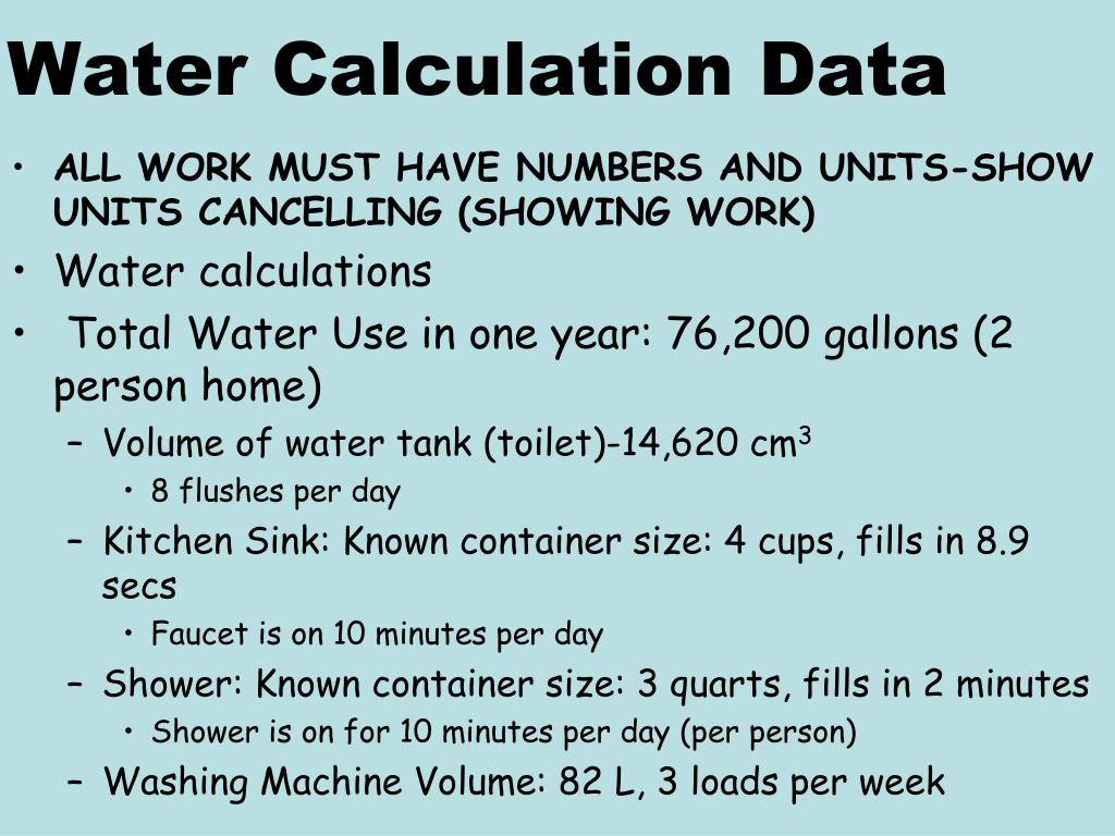 PPT Water Calculation Data PowerPoint Presentation, free download