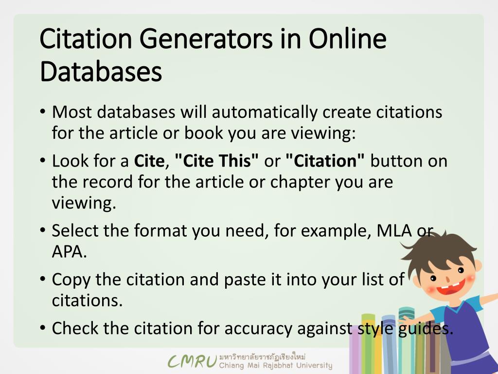 PPT การเขียนอ้างอิงและบรรณานุกรม (Citations) PowerPoint Presentation