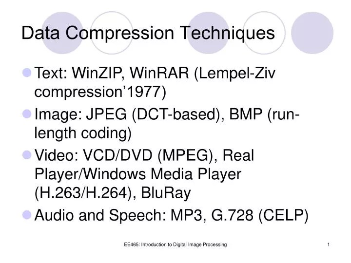 PPT Data Compression Techniques PowerPoint Presentation, free