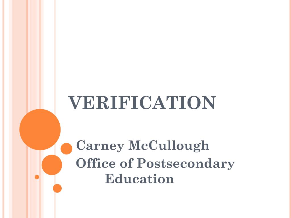 PPT VERIFICATION PowerPoint Presentation, free download