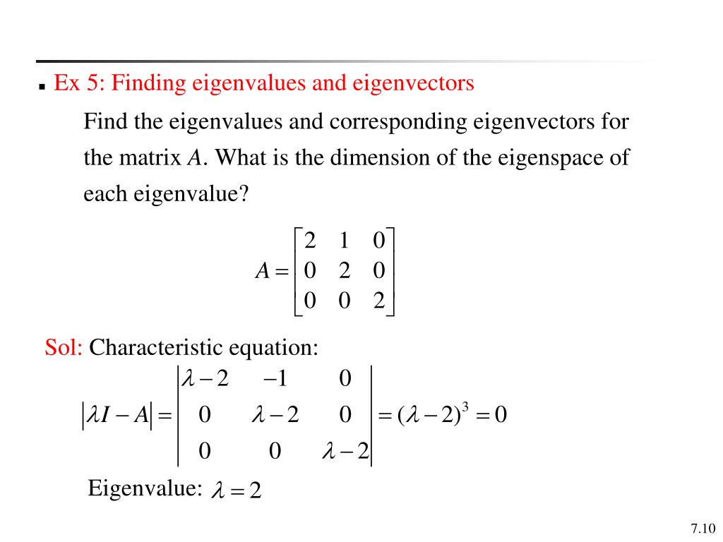 PPT Chapter 7 Eigenvalues and Eigenvectors PowerPoint Presentation