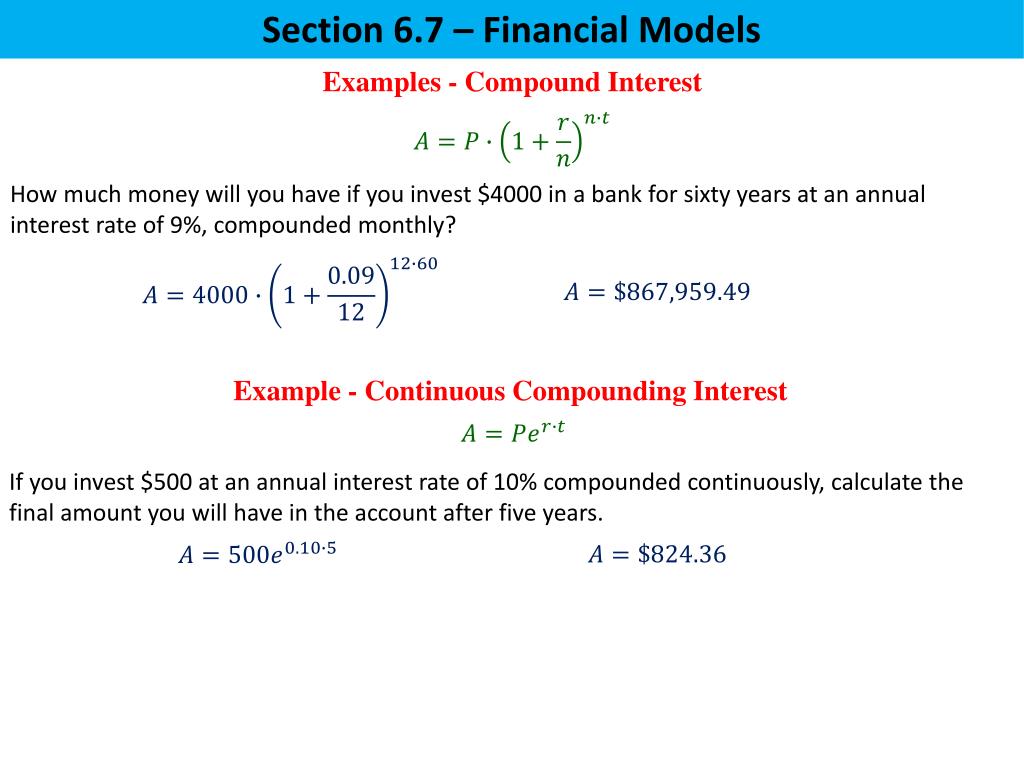 PPT Section 6.7 Financial Models PowerPoint Presentation, free