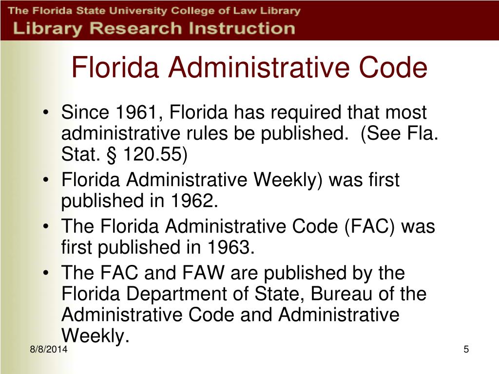 PPT Florida Administrative Law Research PowerPoint Presentation, free