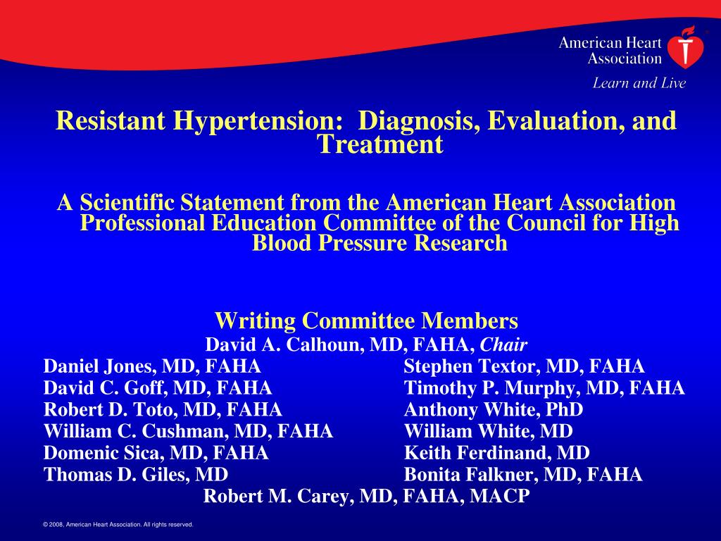 PPT AHA 2008 Resistant Hypertension Diagnosis