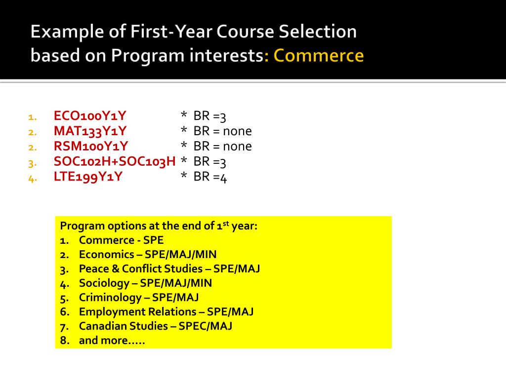 PPT University College COURSE SELECTION PowerPoint