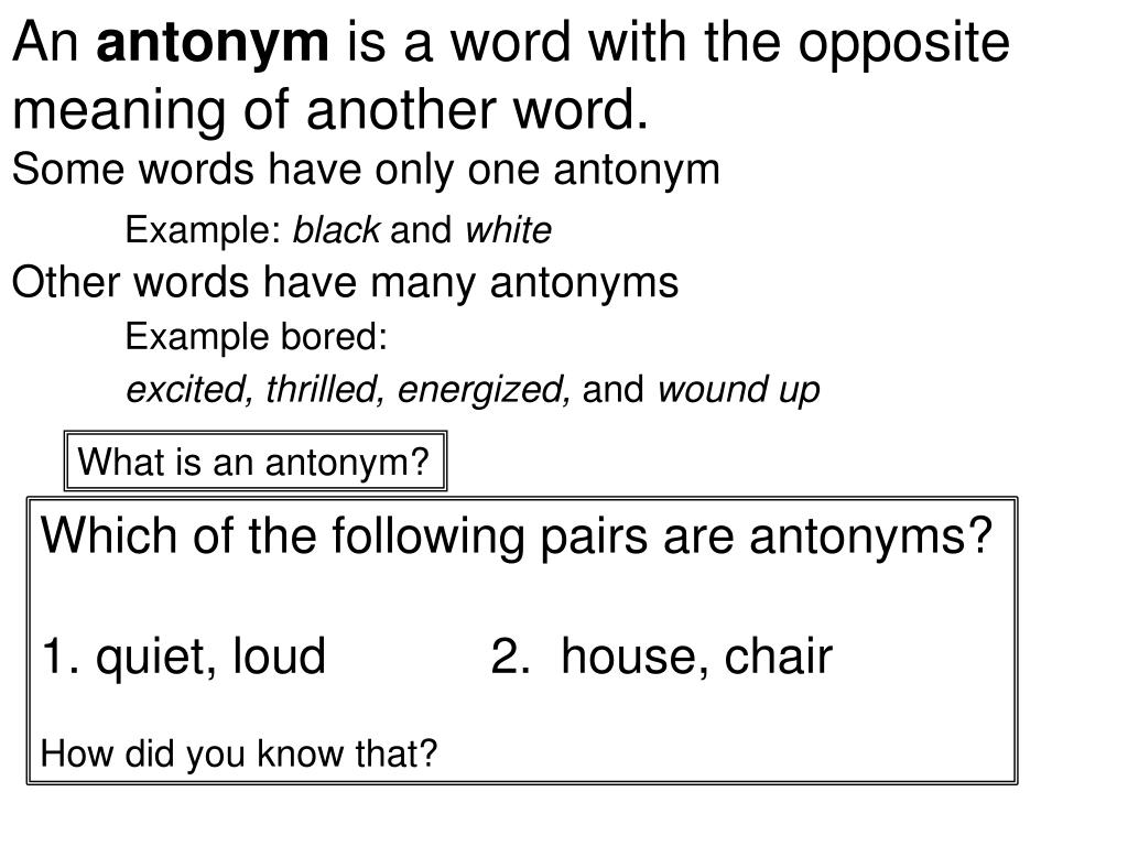 PPT Synonyms and Antonyms PowerPoint Presentation, free download ID