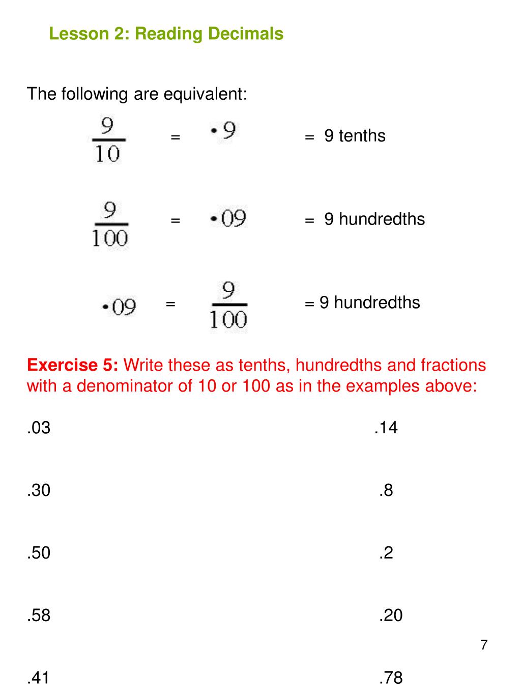 PPT Maths Book 6 Decimals Part 1 PowerPoint Presentation, free