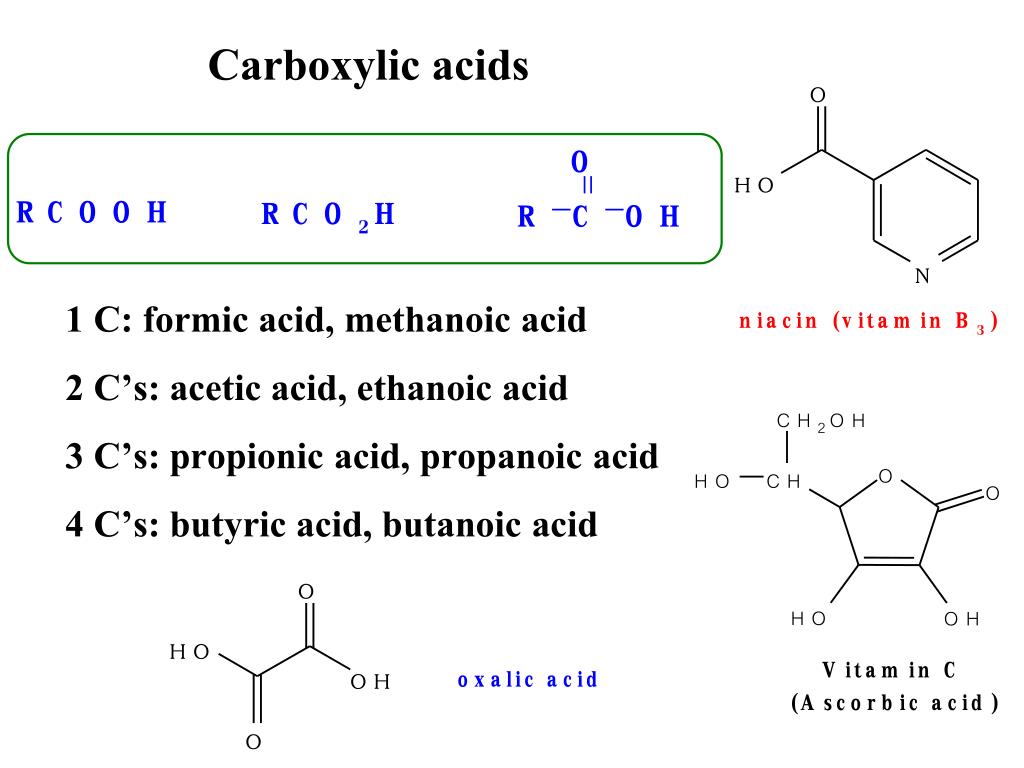 PPT 1 C formic acid, methanoic acid 2 C’s acetic acid, ethanoic