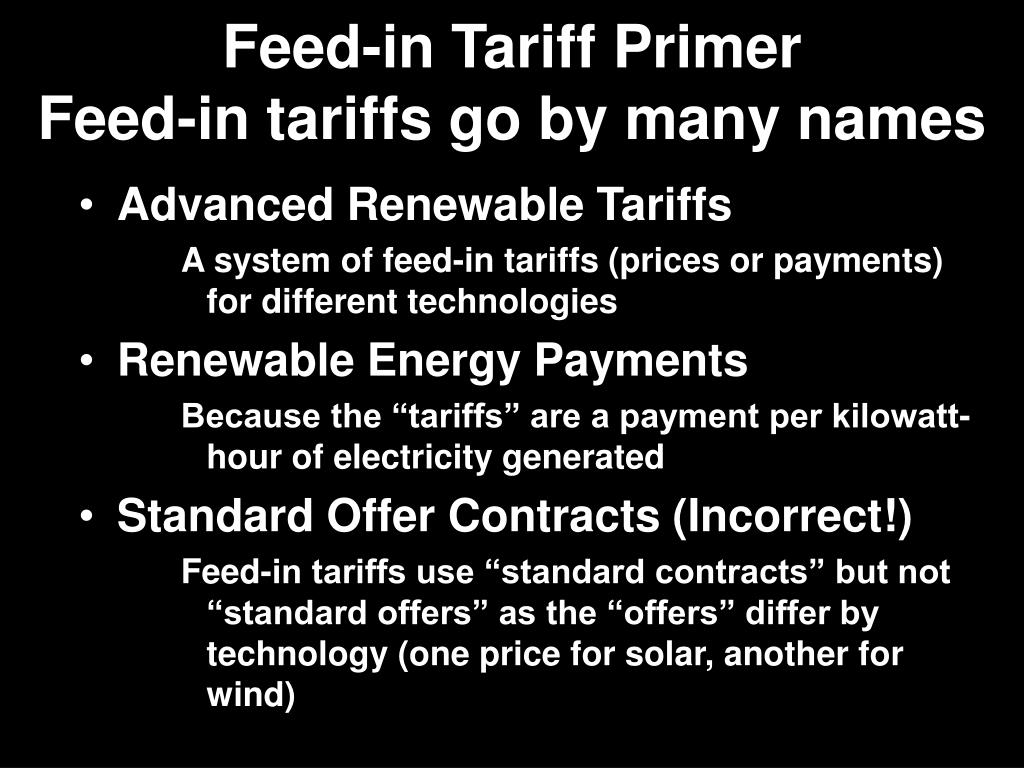 PPT Feedin Tariff Primer Feedin tariffs are successful PowerPoint