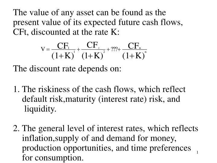 PPT The value of any asset can be found as the present value of its