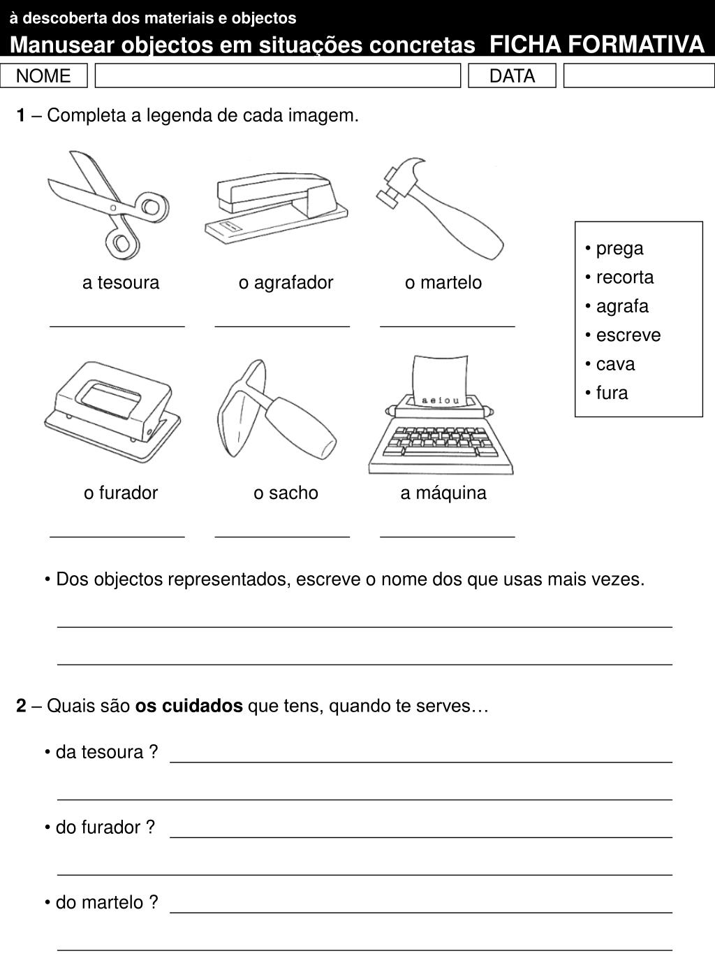 PPT à descoberta dos materiais e objectos As propriedades dos