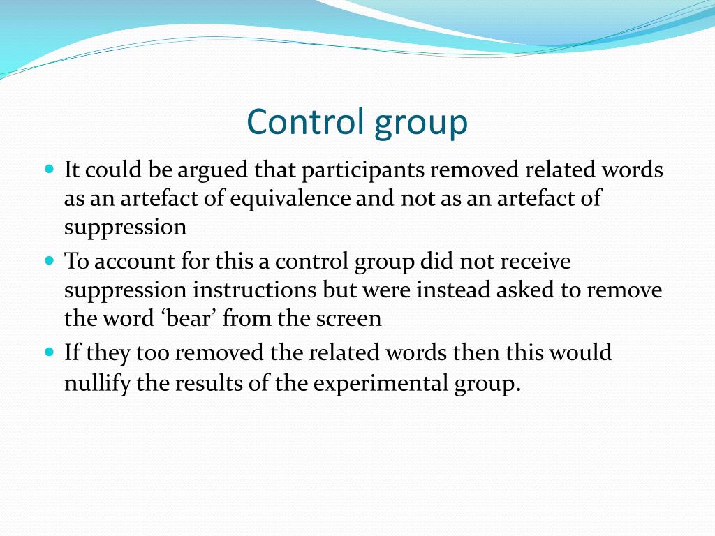 PPT The Derived Generalization of Thought Suppression PowerPoint
