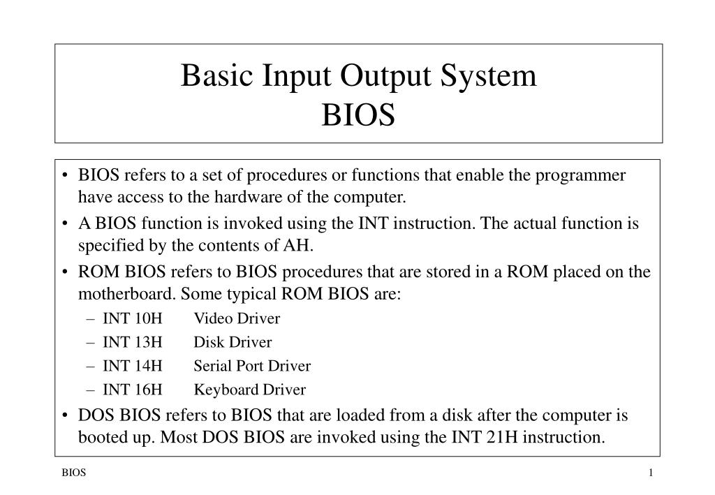 PPT Basic Input Output System BIOS PowerPoint Presentation, free