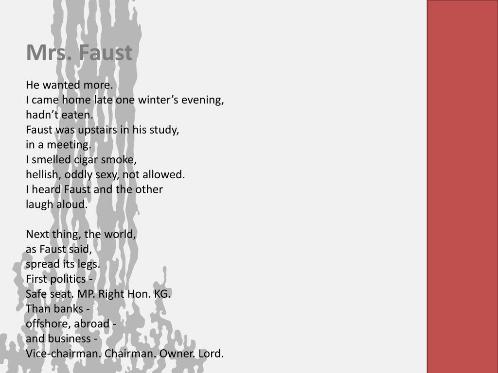PPT Mrs. Faust By Carol Ann Duffy PowerPoint Presentation, free