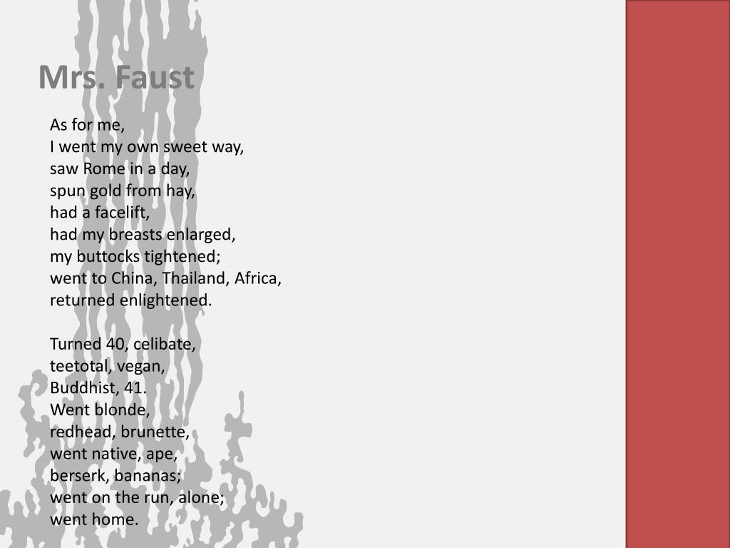 PPT Mrs. Faust By Carol Ann Duffy PowerPoint Presentation, free