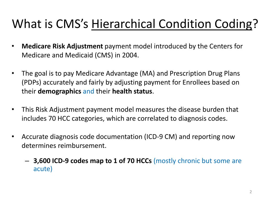 PPT Risk Adjustment Hierarchical Condition Coding (HCC Coding