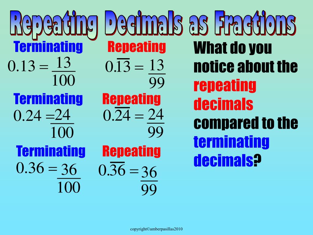 PPT CONVERTING REPEATING DECIMALS TO FRACTIONS Take out a calculator