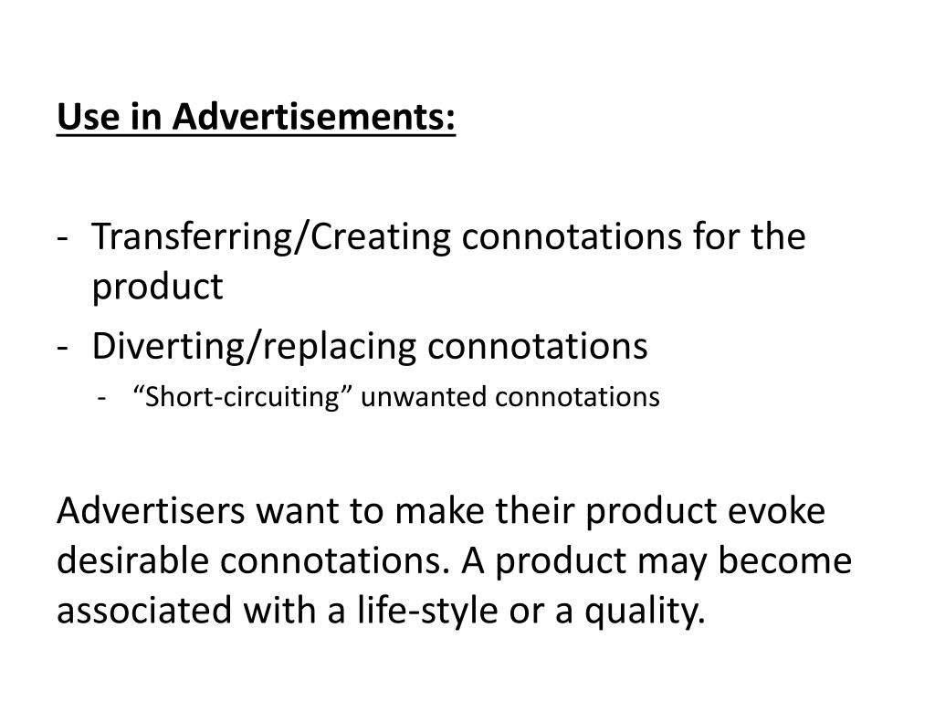 PPT Denotation, Connotation and Bandwagoning in Advertising