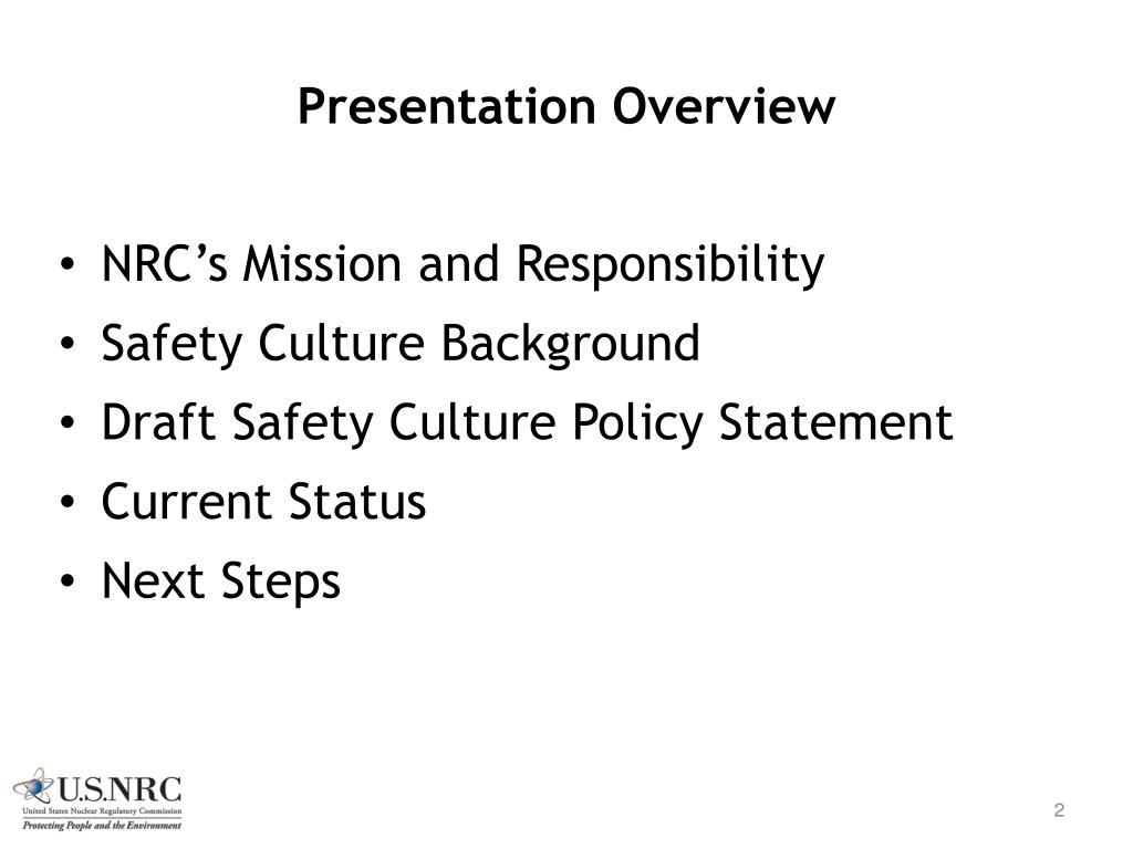 PPT Proposed NRC Safety Culture Policy Statement PowerPoint Presentation ID3072754