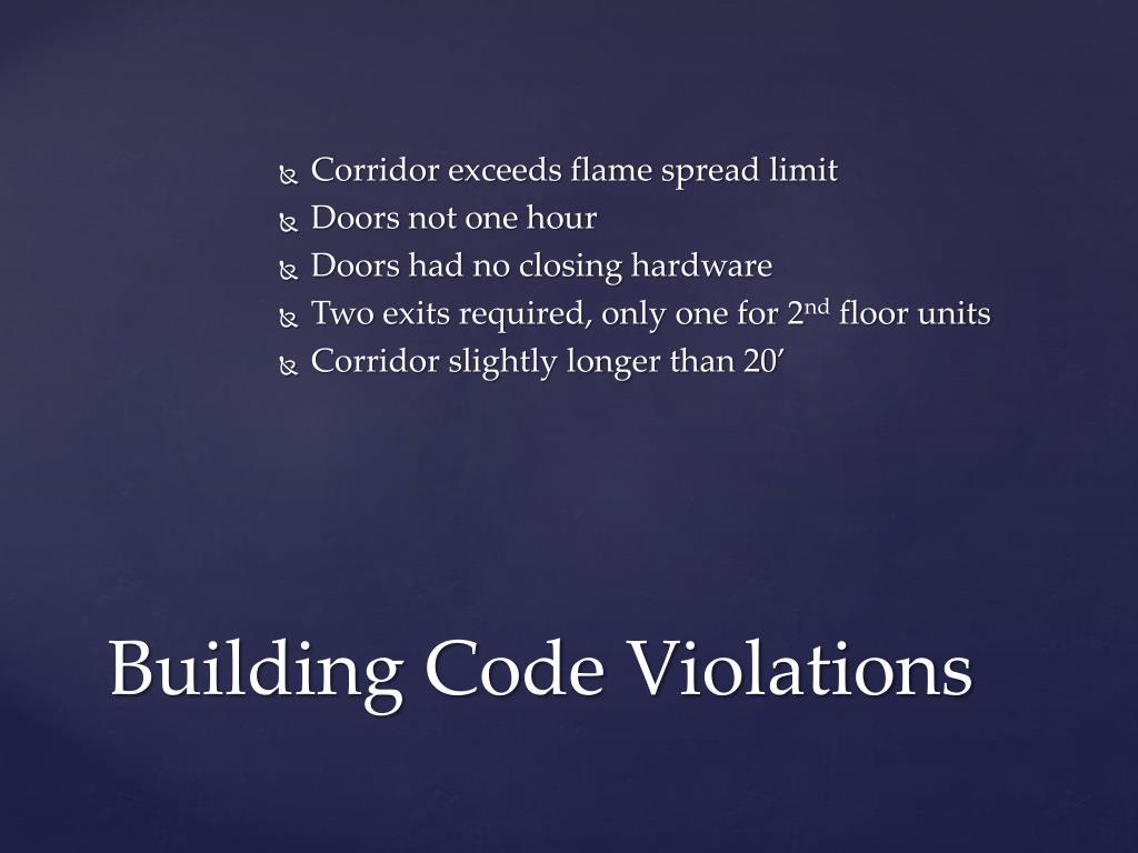 PPT Case study to evaluate the effects oF building code violations on a fatality fire