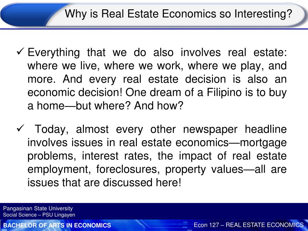 PPT Chapter 1 INTRODUCTION TO REAL ESTATE ECONOMICS 1 st Semester, S