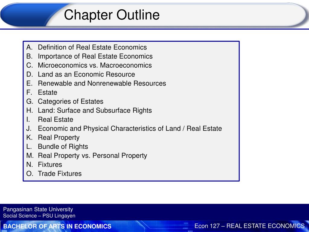PPT Chapter 1 INTRODUCTION TO REAL ESTATE ECONOMICS 1 st Semester, S