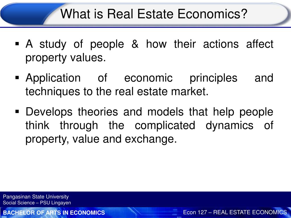 PPT Chapter 1 INTRODUCTION TO REAL ESTATE ECONOMICS 1 st Semester, S