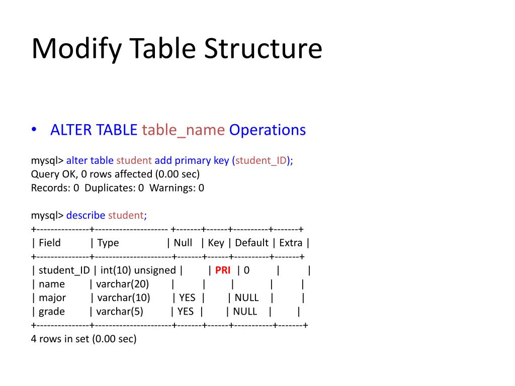 PPT There are two types of MySQL instructions PowerPoint Presentation