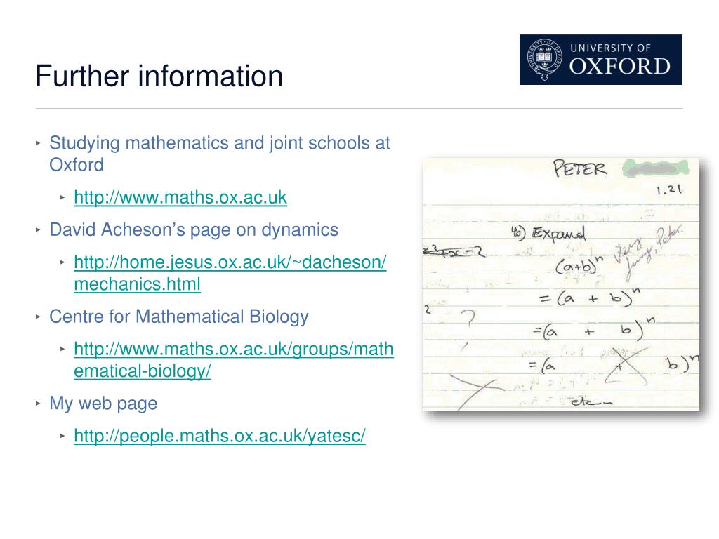 PPT Applied Mathematics at Oxford PowerPoint Presentation, free
