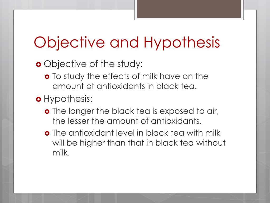 PPT The effect of milk on the amount of antioxidants in black tea