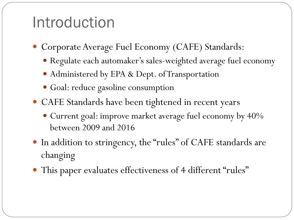 PPT An Evaluation of FootprintBased Corporate Average Fuel Economy