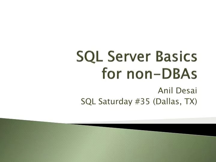 PPT SQL Server Basics for nonDBAs PowerPoint Presentation, free