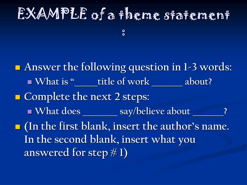PPT Writing a Thematic Statement PowerPoint Presentation, free download ID3096975