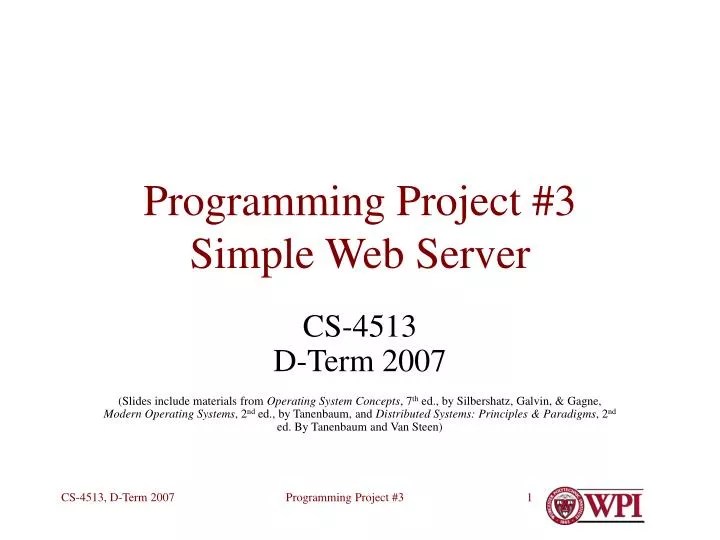 PPT Programming Project 3 Simple Web Server PowerPoint Presentation