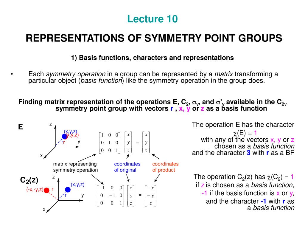 PPT Lecture 10 REPRESENTATIONS OF SYMMETRY POINT GROUPS PowerPoint