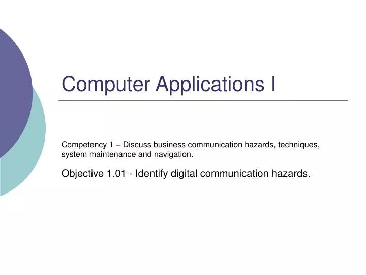 PPT Computer Applications I PowerPoint Presentation, free download