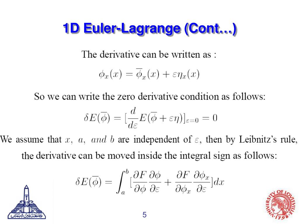 PPT Calculus of Variation and EulerLagrange Equation Lecture 4