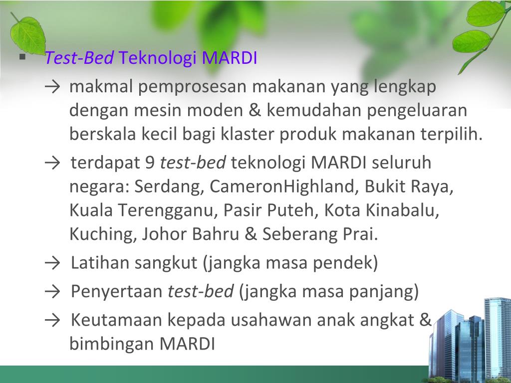 PPT PERANAN MARDI DALAM AKTIVITI PEMBANGUNAN USAHAWAN