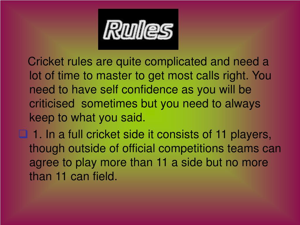 PPT Cricket Umpiring and Rules with a bit of history!!!!!! PowerPoint