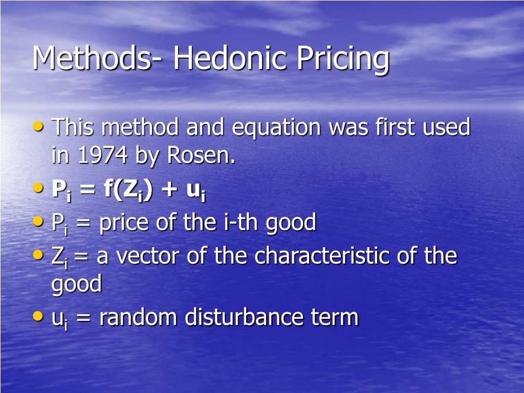 PPT Hedonic Pricing for a Cost Benefit Analysis of a Public Water